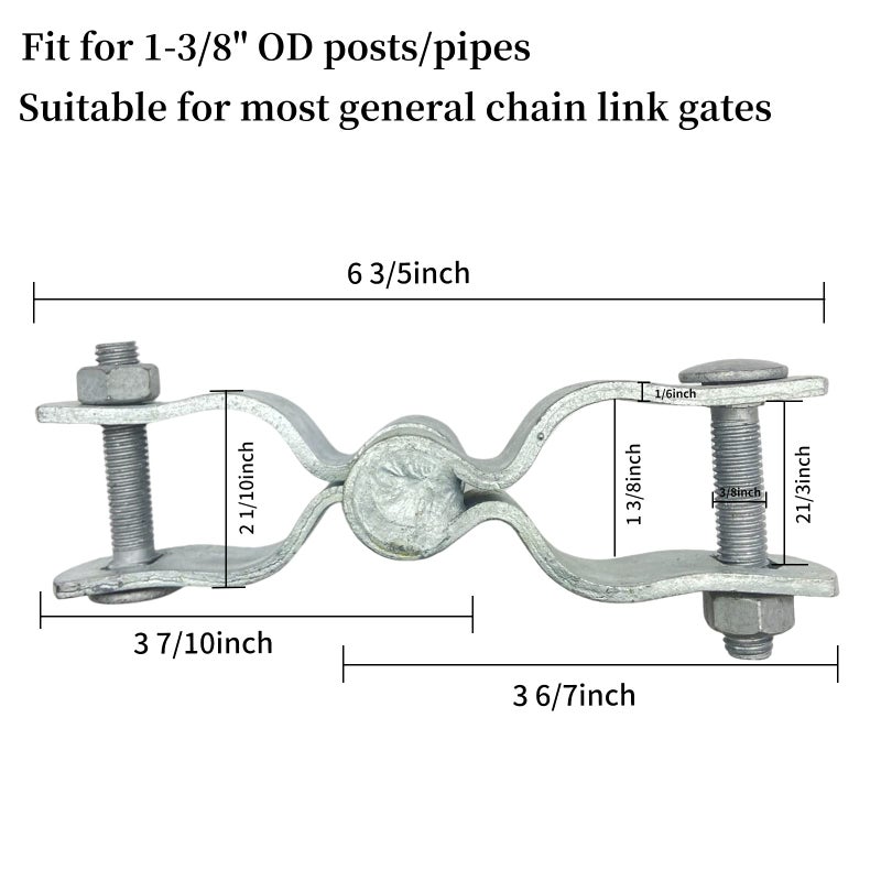 Jiaroutk 1-3/8"" Chain Link Fence Gate Post Hinge  Galvanized Fence 4pcs for 32mm Pipe Panel Frames  Male and Female Hing Carbon Steel Max Load 220lb Fit 1 ?"" - Image 2
